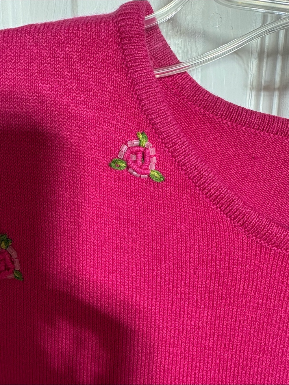INC International Concepts Hot Pink Short Sleeve Tee with Embroidered Motifs - Picture 3 of 4